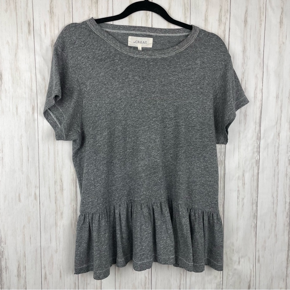 Revolve The Great gray ruffle tee size 2 - Picture 2 of 9